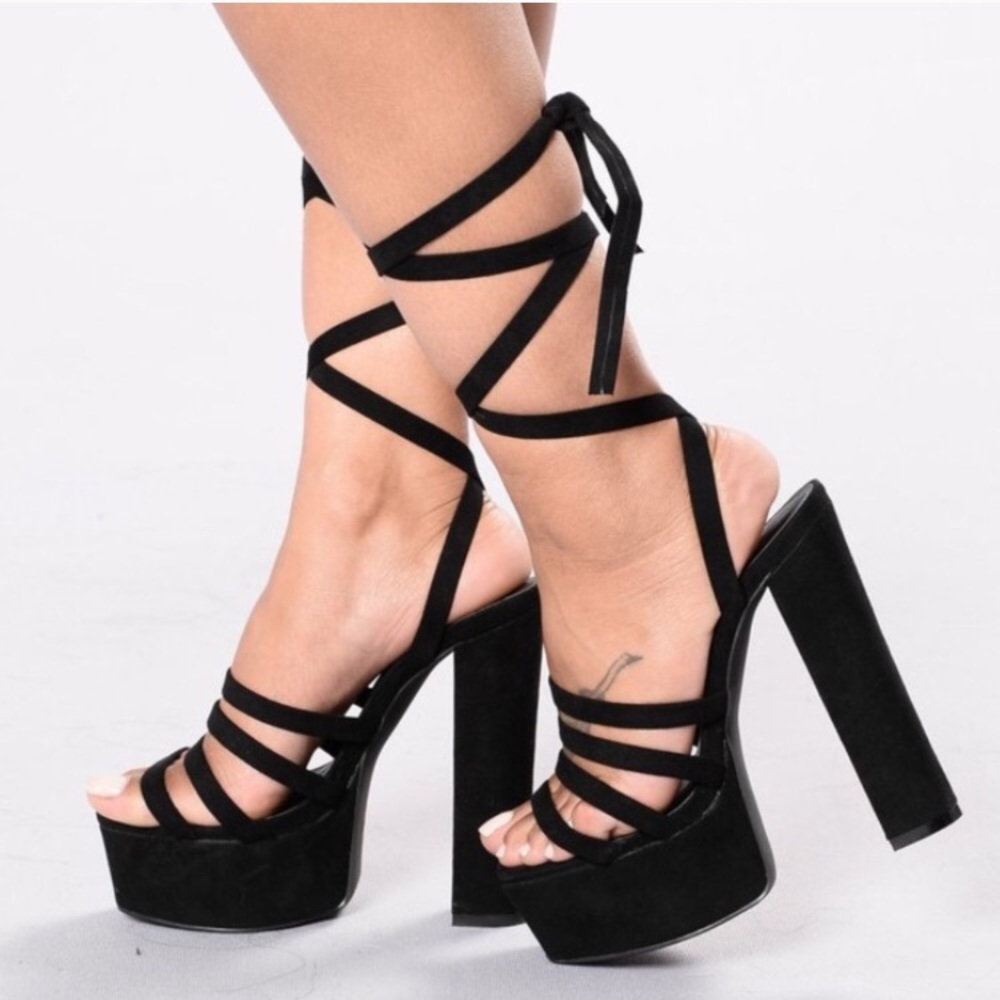 Black wrap heels